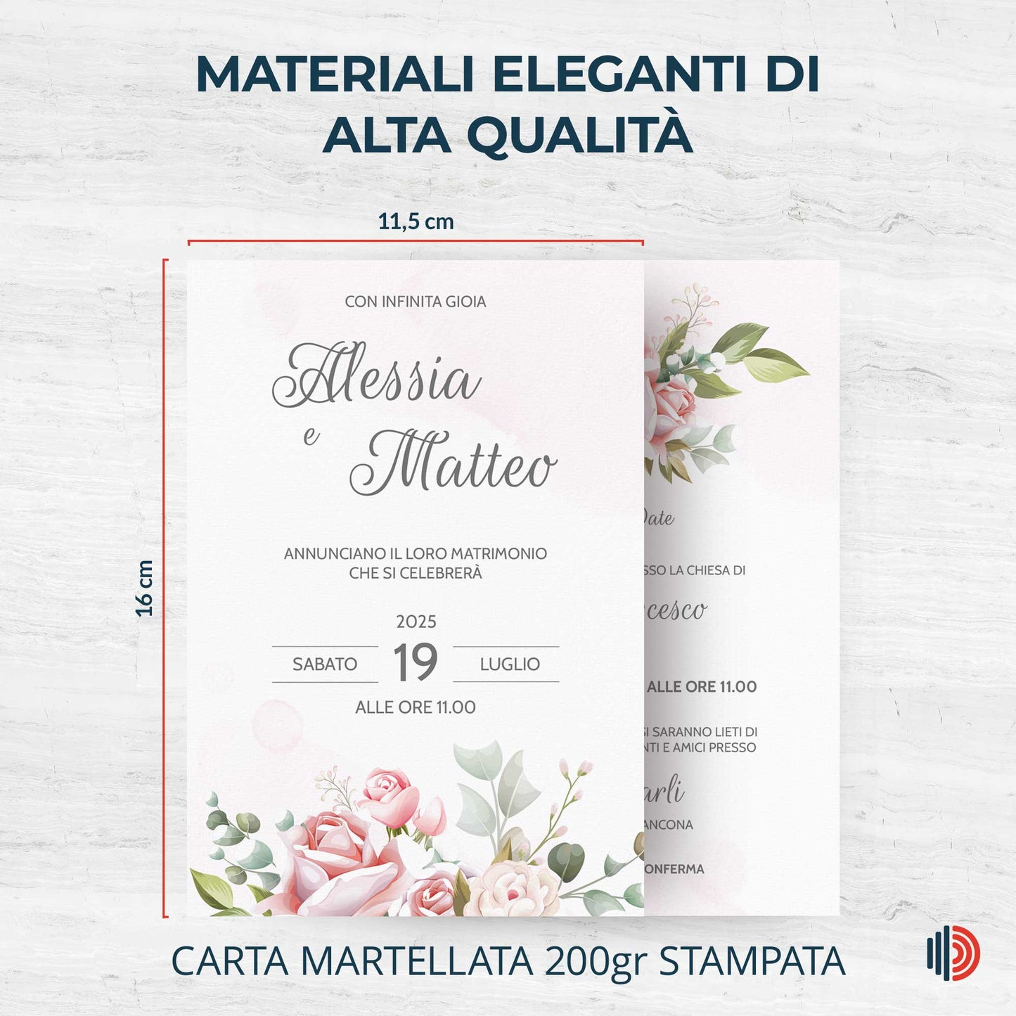 Partecipazione Matrimonio Invito Elegante Minimalista Floreale