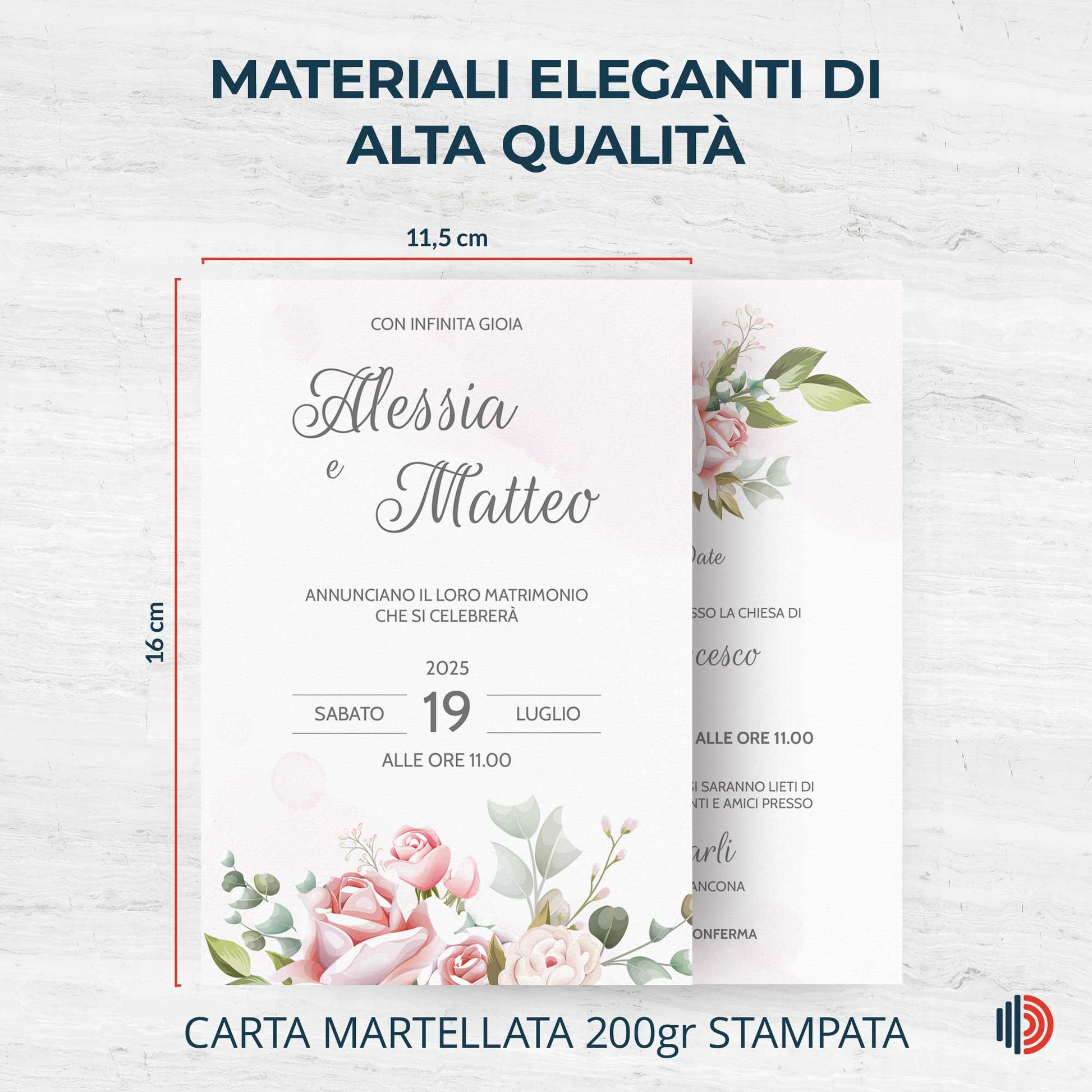 Partecipazione Matrimonio Invito Elegante Minimalista Floreale