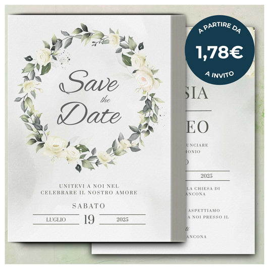 Partecipazione Matrimonio Invito Elegante Minimalista Floreale