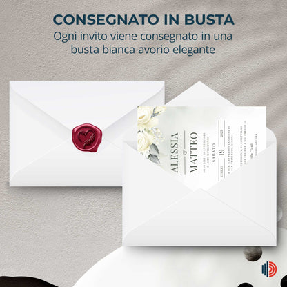 Partecipazione Matrimonio Invito Elegante Minimalista Floreale