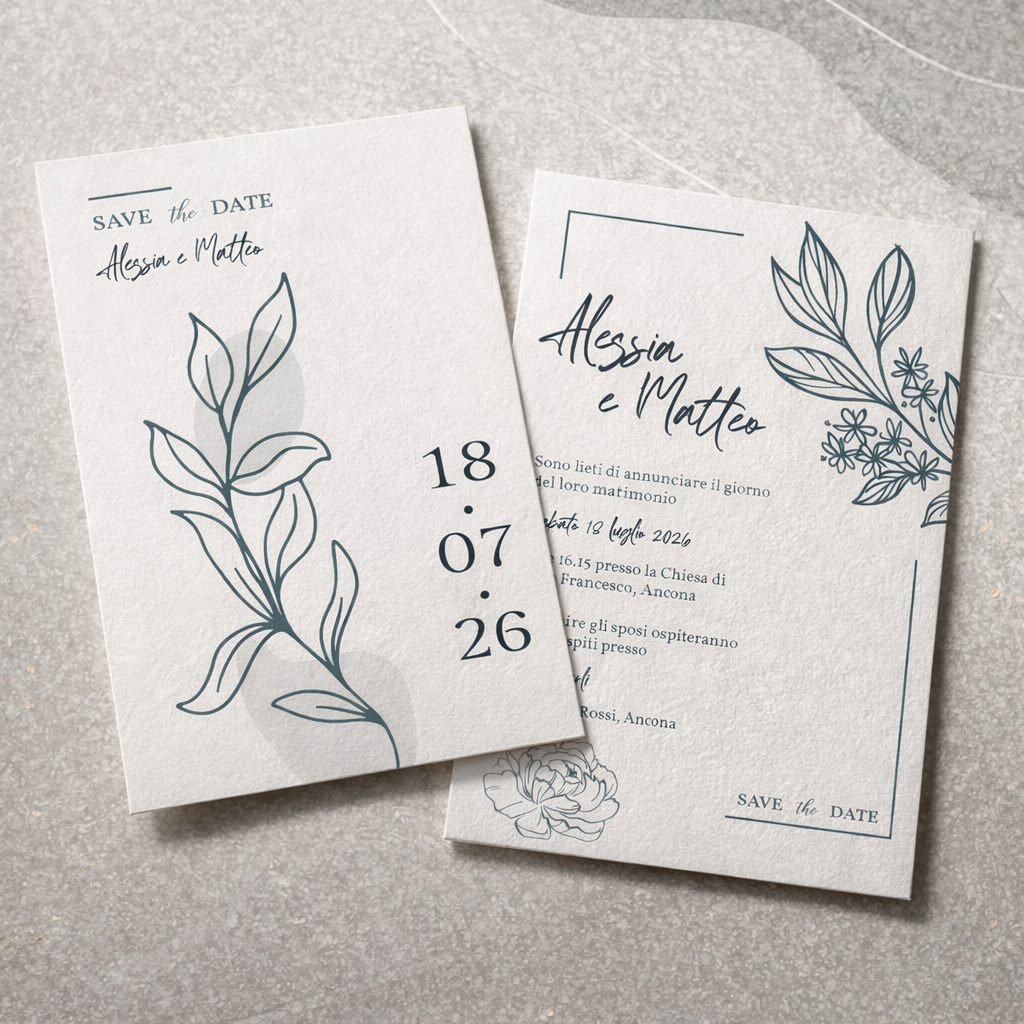 Partecipazioni Matrimonio Personalizzate 2026 - Essential Leaf