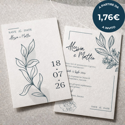 Partecipazioni Matrimonio Personalizzate 2026 - Essential Leaf
