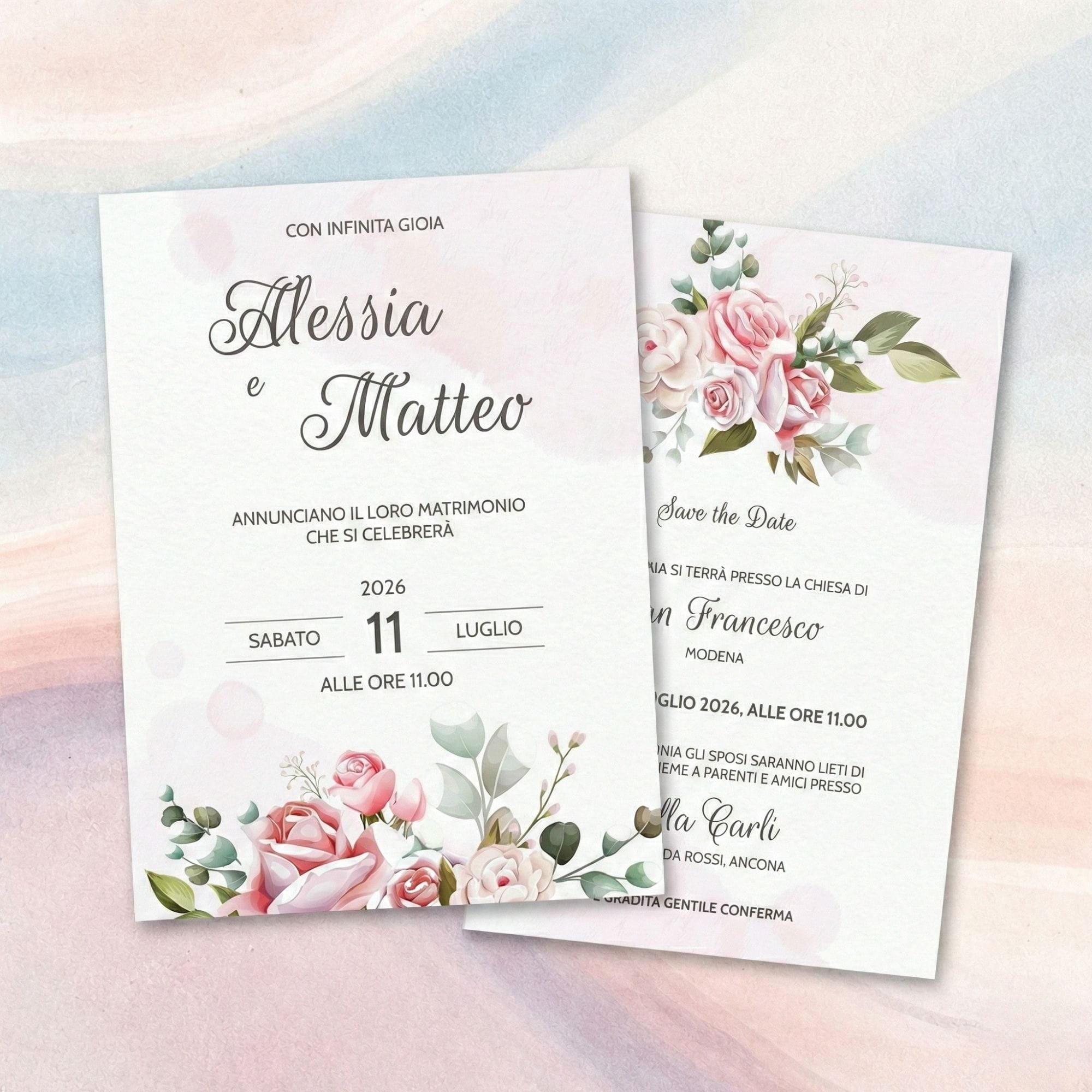 Partecipazioni Matrimonio Personalizzate 2026 Romantic Peonies MAIN