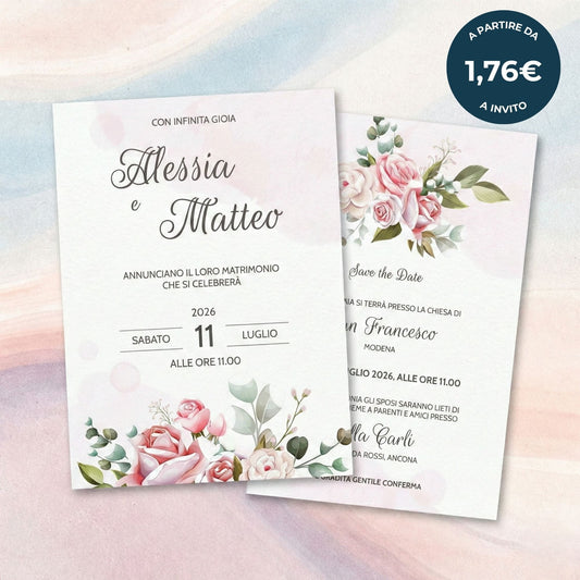 Partecipazioni Matrimonio Personalizzate 2026 Romantic Peonies