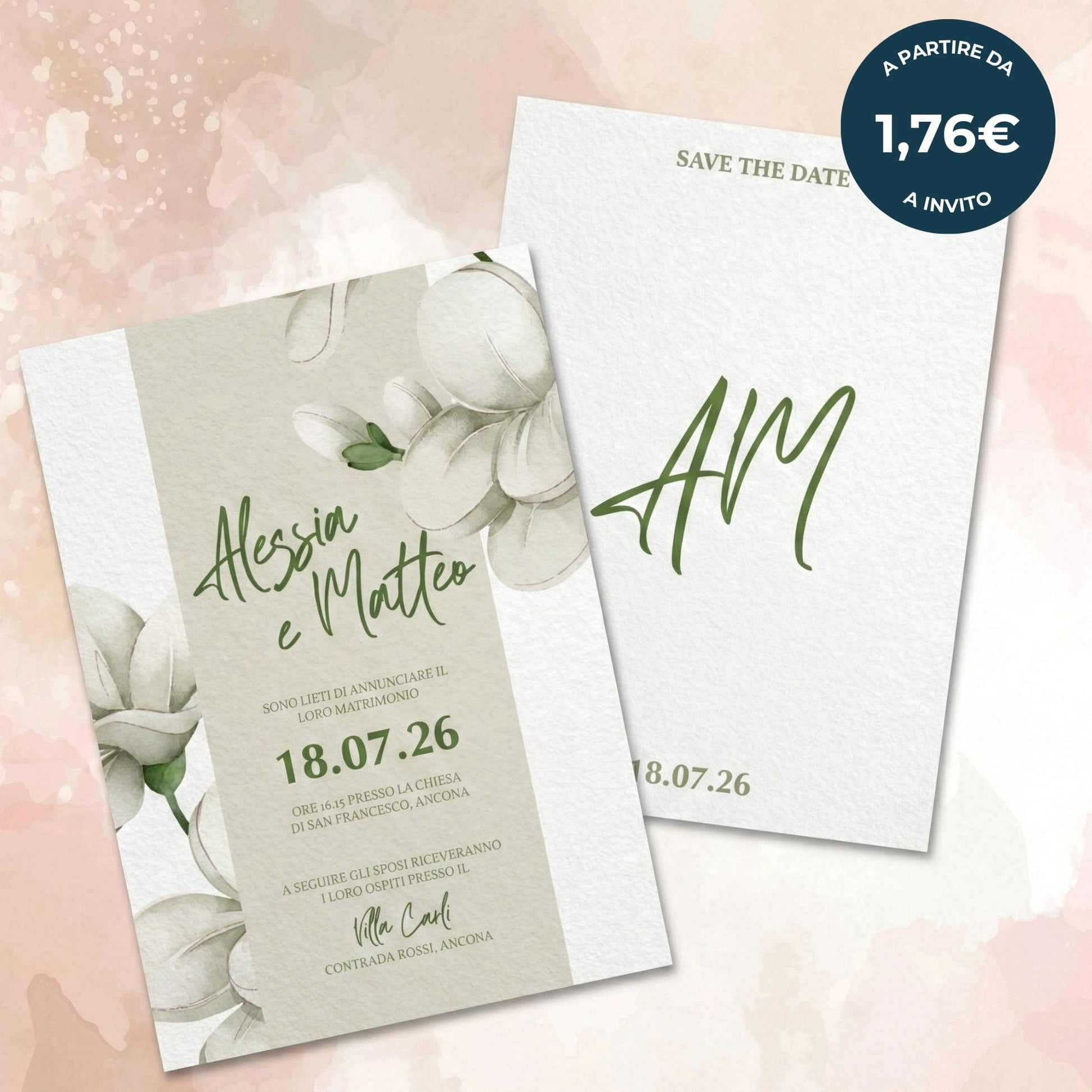 Partecipazioni Matrimonio Personalizzato 2026 Botanical Magnolia