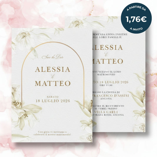 Partecipazioni Matrimonio Personalizzato 2026 Classic Golden Bloom