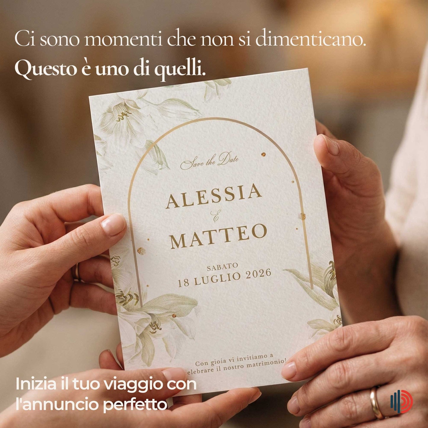 Partecipazioni Matrimonio Personalizzato 2026 Classic Golden Bloom