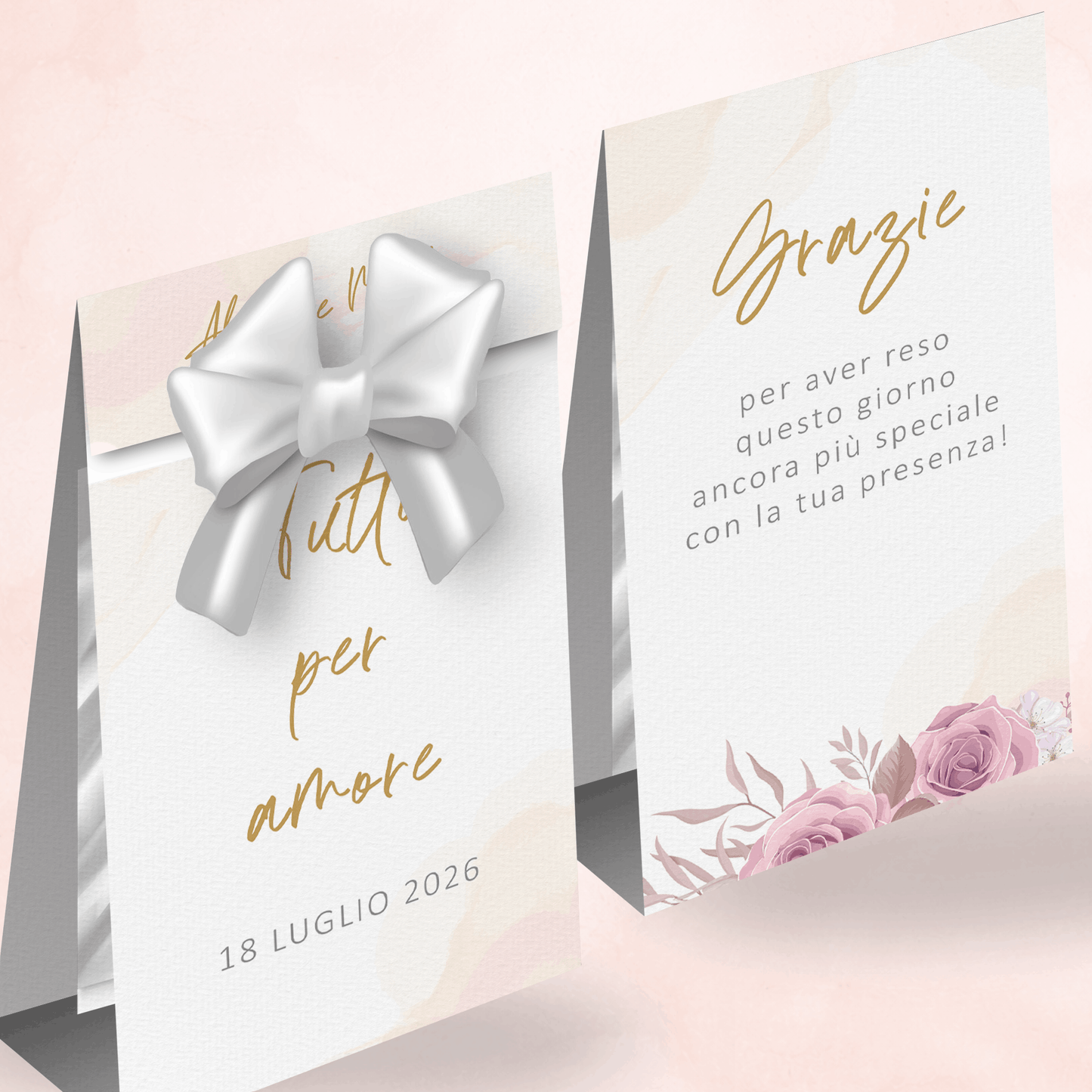 Porta Confetti Segnaposto Matrimonio Coordinato personalizzabile Romantic Blush Roses