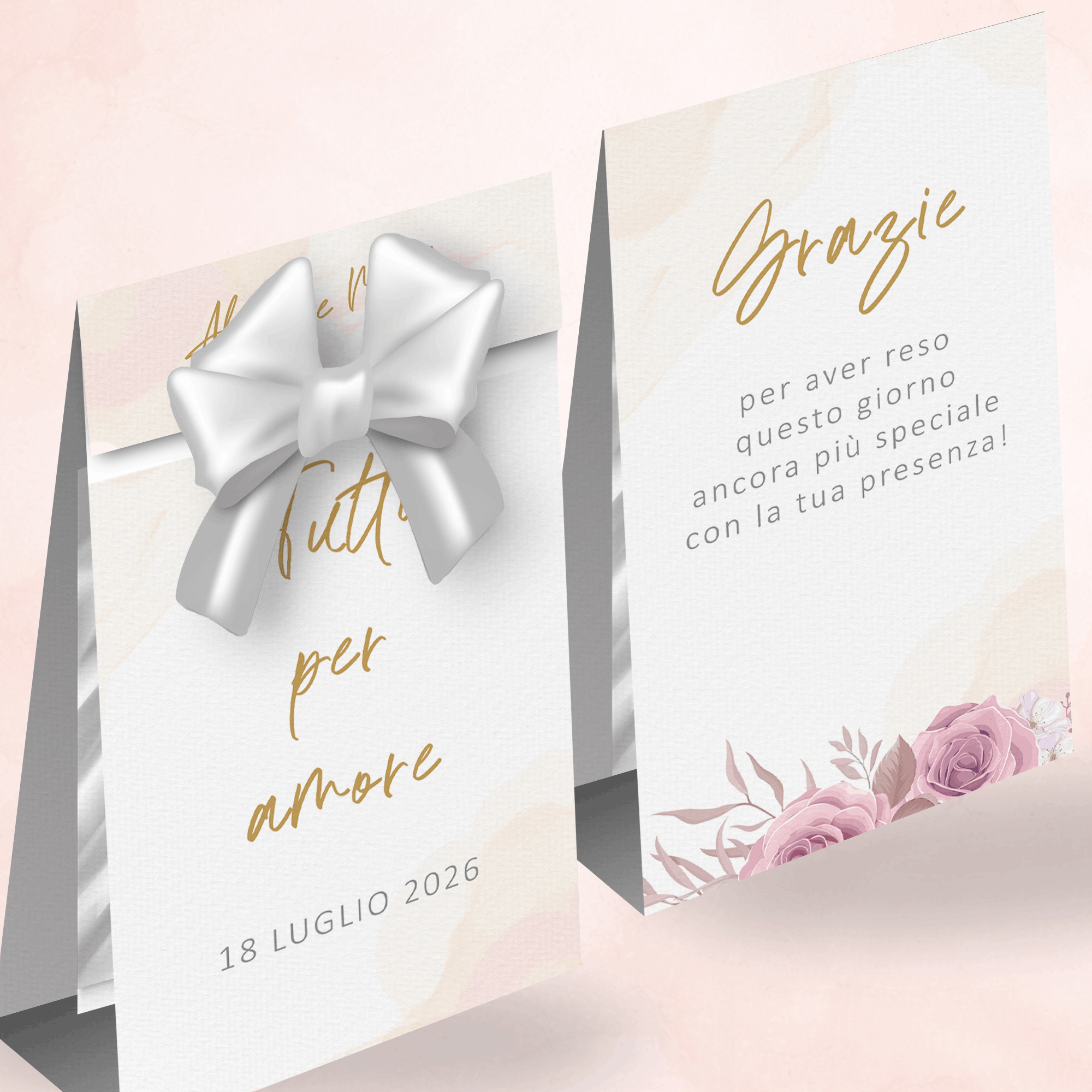 Porta Confetti Segnaposto Matrimonio Coordinato personalizzabile Romantic Blush Roses