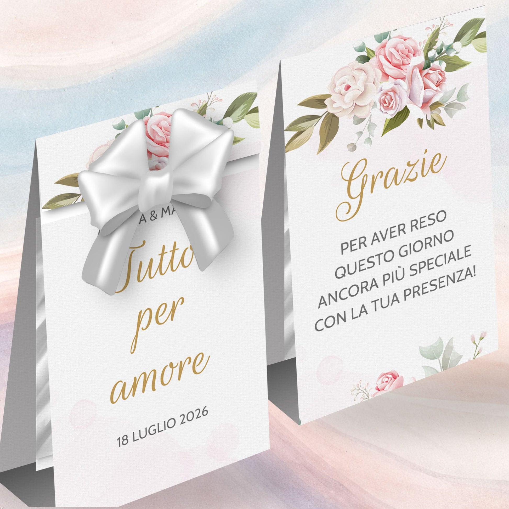 Porta Confetti Segnaposto Matrimonio Personalizzate 2026 Romantic Peonies 