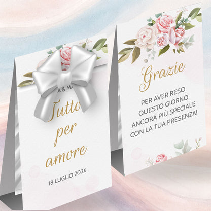 Porta Confetti Segnaposto Matrimonio Personalizzate 2026 Romantic Peonies 