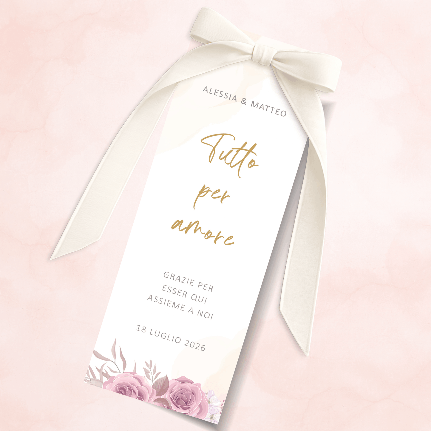 Segnaposto Matrimonio Coordinato personalizzato Romantic Blush Roses