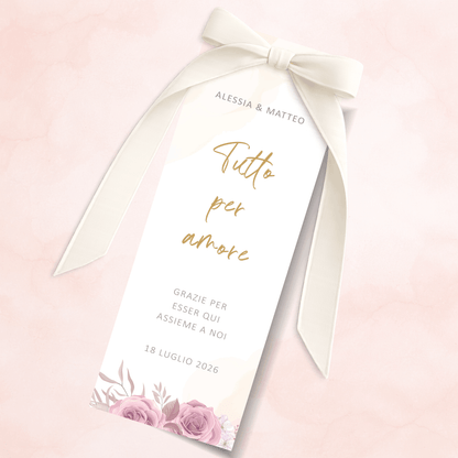 Segnaposto Matrimonio Coordinato personalizzato Romantic Blush Roses