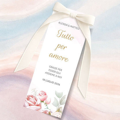 Segnaposto Matrimonio Personalizzate 2026 Romantic Peonies 