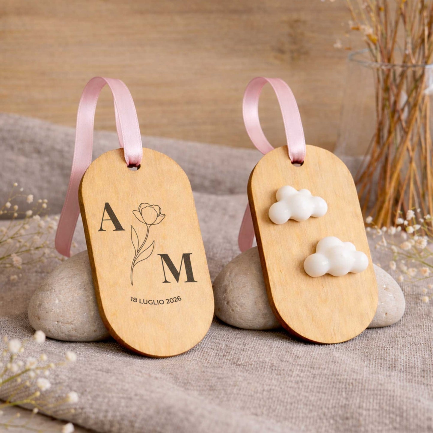 segnaposto matrimonio personalizzato in legno profumatore cassetti profumo bucato