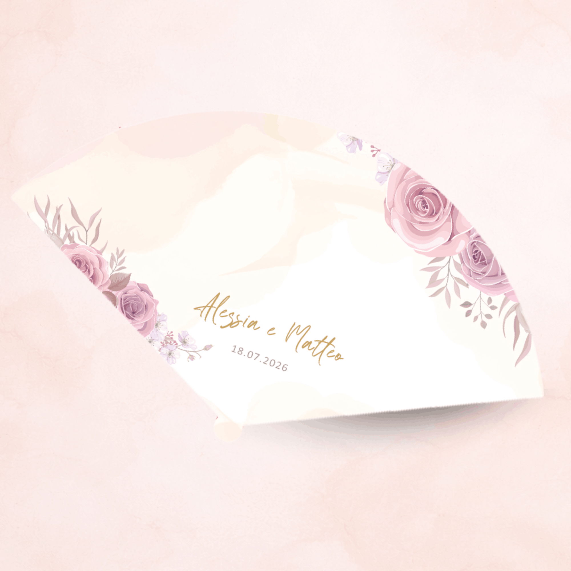 Ventaglio Matrimonio Coordinato personalizzato Romantic Blush Roses