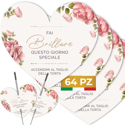 Etichette scintille luminose matrimonio cuore eleganti in cartoncino bianco con foro centrale