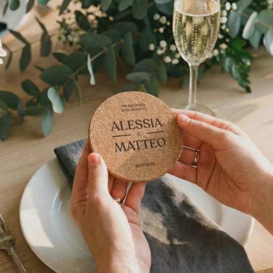 segnaposto matrimonio personalizzato - sottobicchiere in sughero personalizzabile