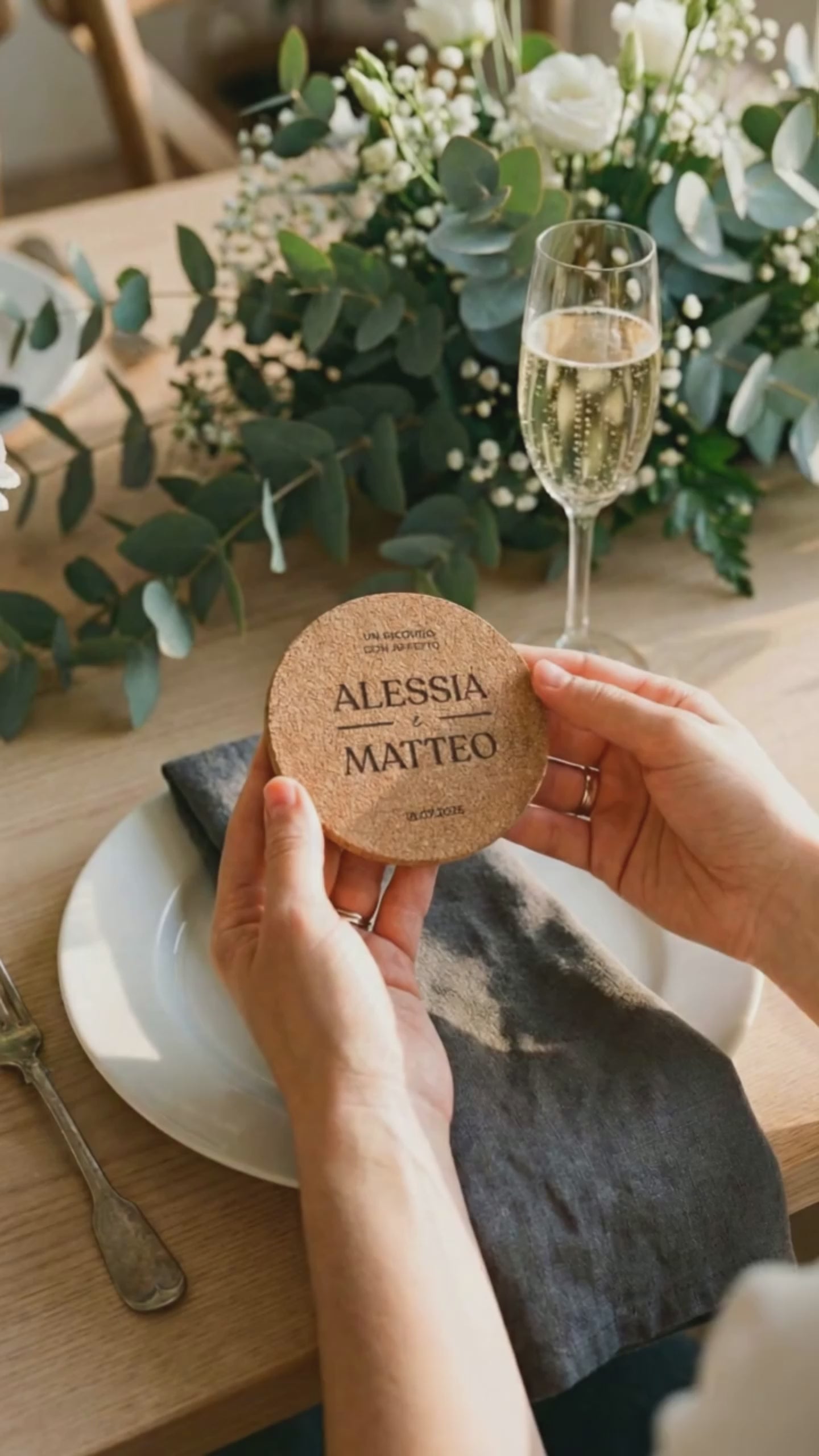 segnaposto matrimonio personalizzato - sottobicchiere in sughero personalizzabile