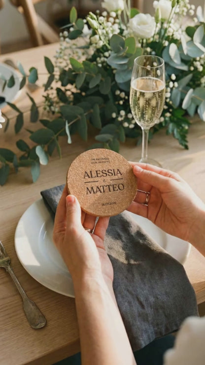 segnaposto matrimonio personalizzato - sottobicchiere in sughero personalizzabile