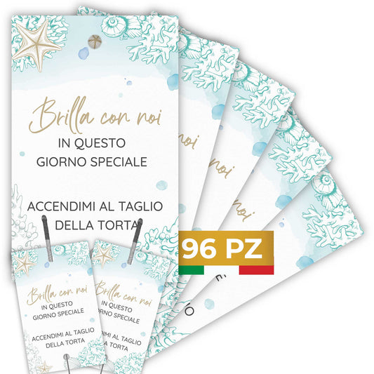 Etichette scintille luminose matrimonio eleganti in cartoncino bianco con foro centrale